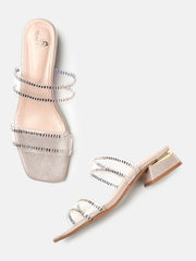 Marc Loire Womens Rose Gold Casual Block Sandals Heels