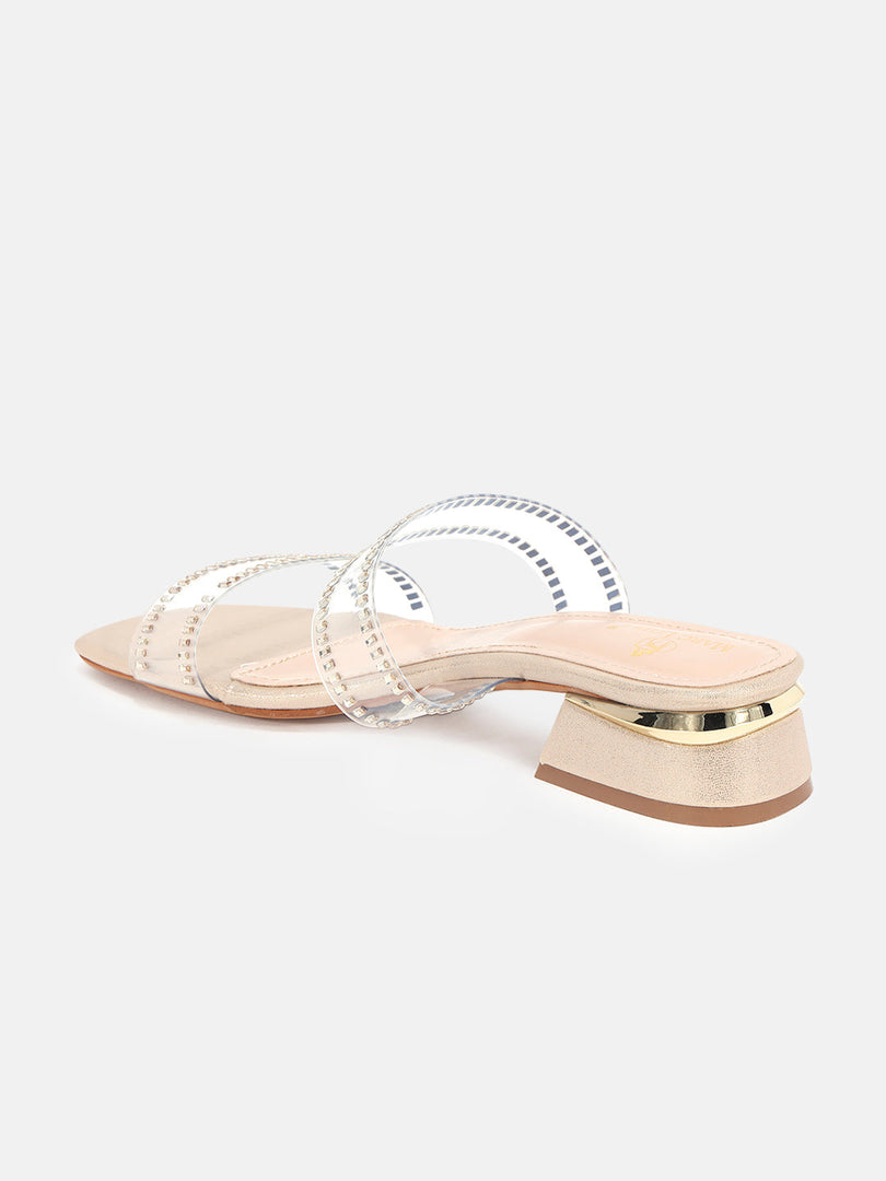 Marc Loire Womens Rose Gold Casual Block Sandals Heels