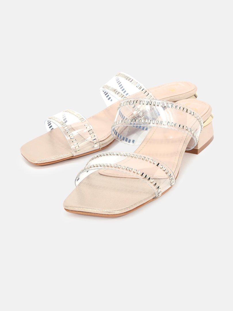 Marc Loire Womens Rose Gold Casual Block Sandals Heels