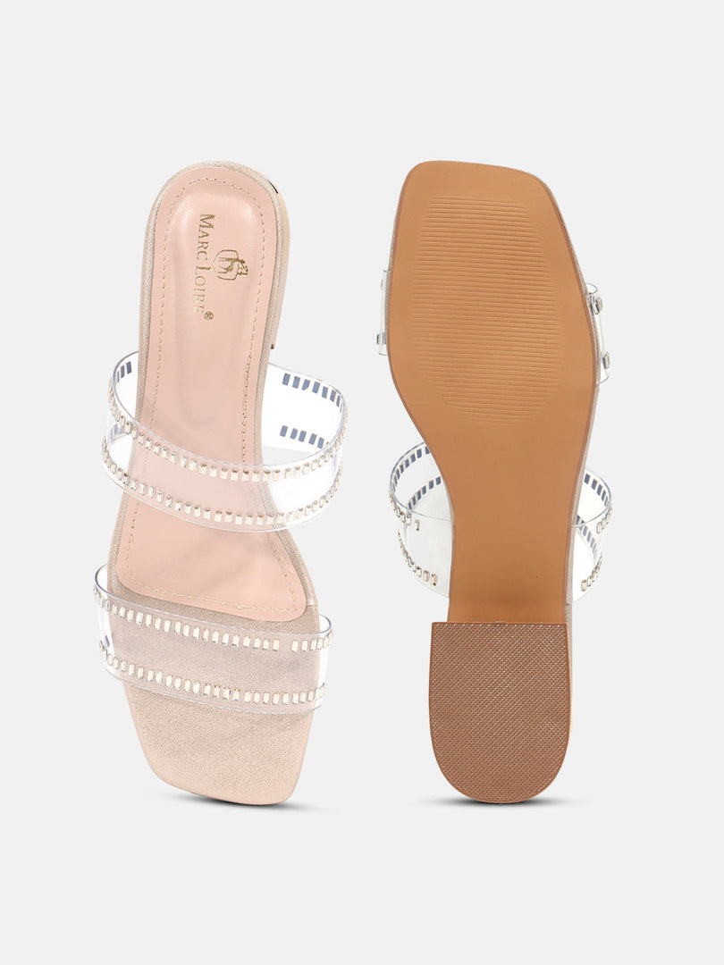 Marc Loire Womens Rose Gold Casual Block Sandals Heels