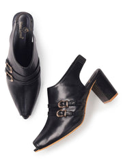 Marc Loire Womes Black Casual Backstrap Fashion Peep Toes Heels