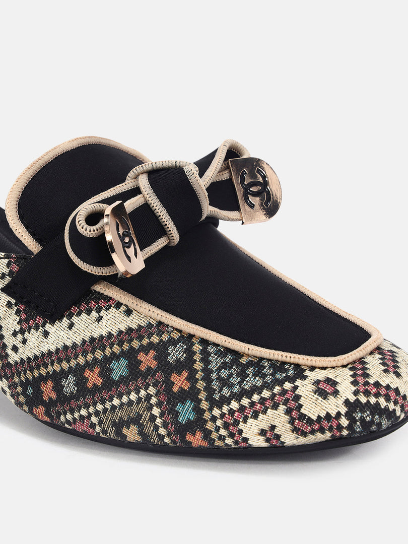 Marc Loire Womens Black Casual Block Mules Heels