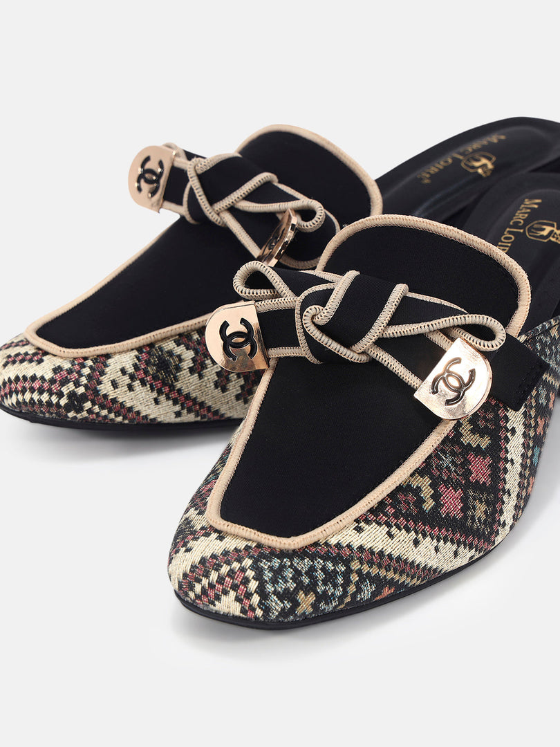 Marc Loire Womens Black Casual Block Mules Heels