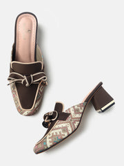 Marc Loire Womens Brown Casual Block Mules Heels