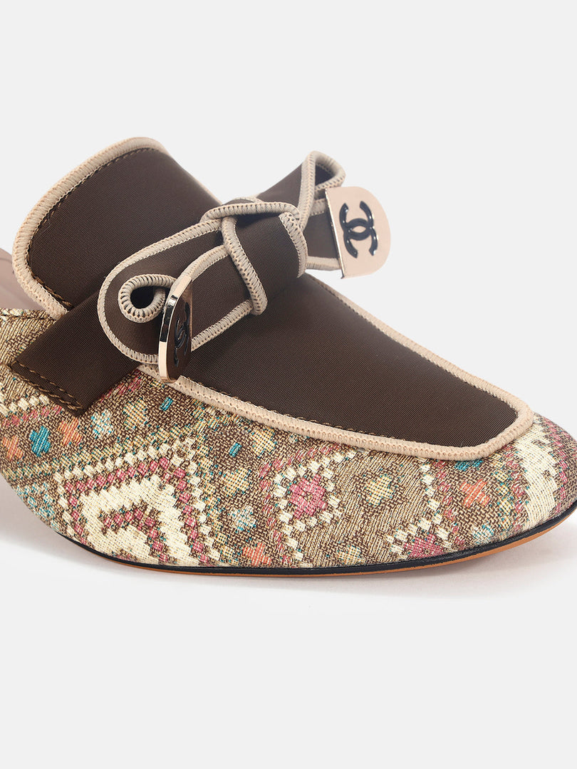 Marc Loire Womens Brown Casual Block Mules Heels