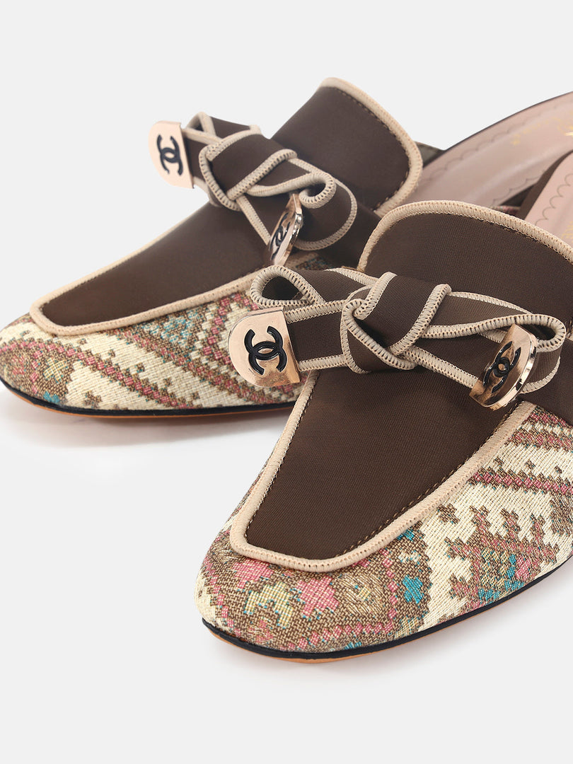 Marc Loire Womens Brown Casual Block Mules Heels