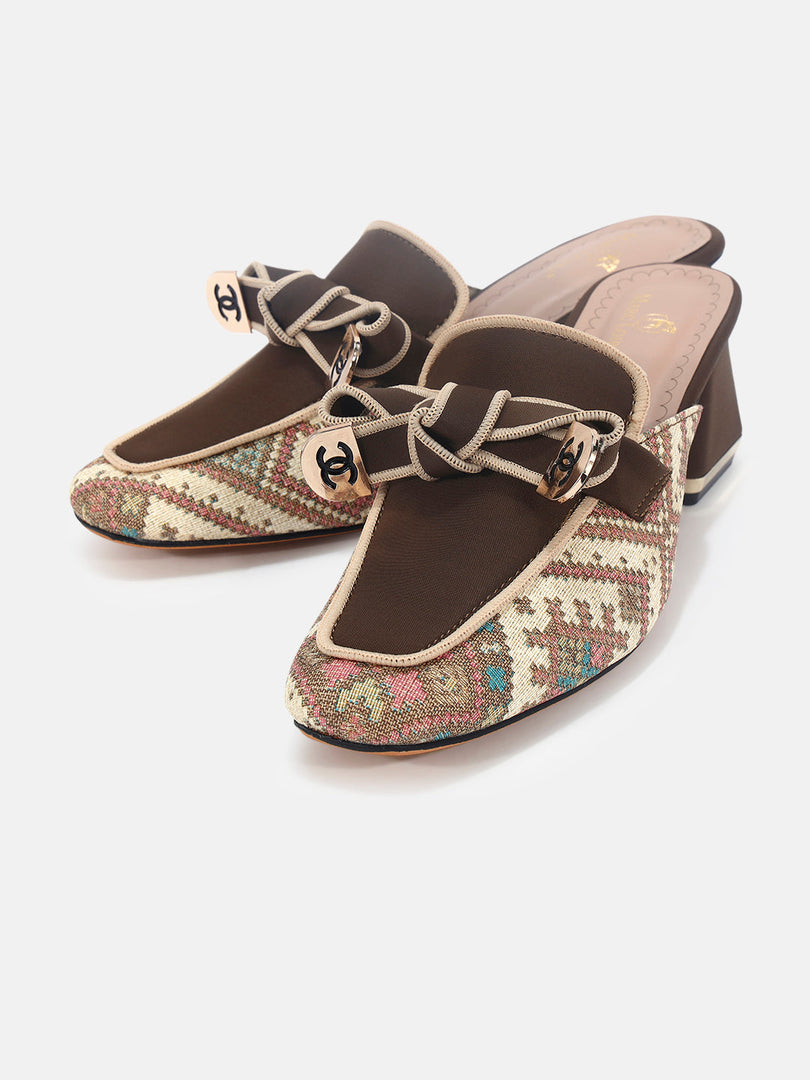 Marc Loire Womens Brown Casual Block Mules Heels