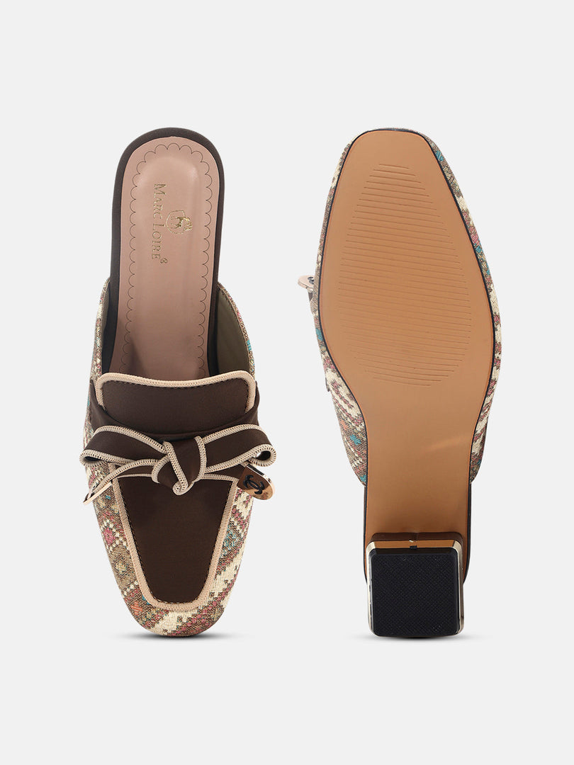Marc Loire Womens Brown Casual Block Mules Heels