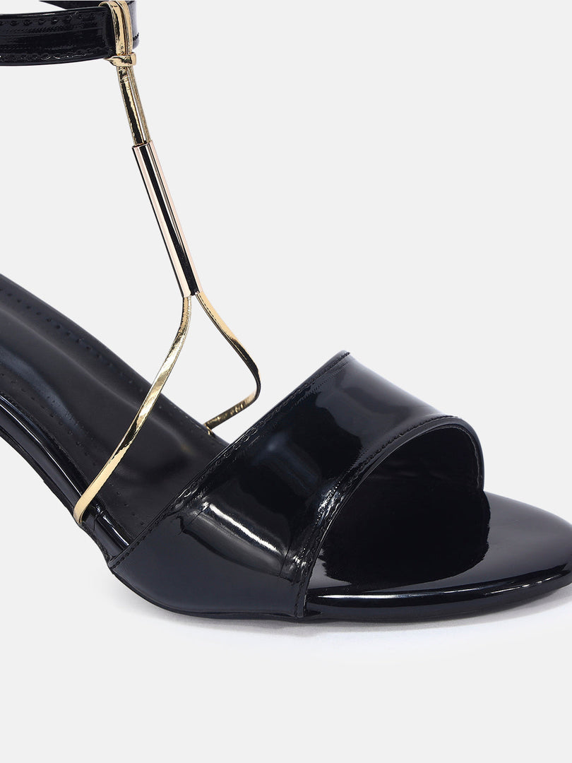 Marc Loire Womens Black Casual Block Gladiators Heels