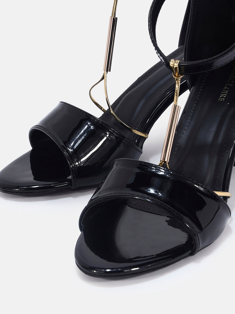 Marc Loire Womens Black Casual Block Gladiators Heels