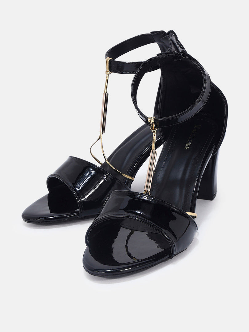 Marc Loire Womens Black Casual Block Gladiators Heels