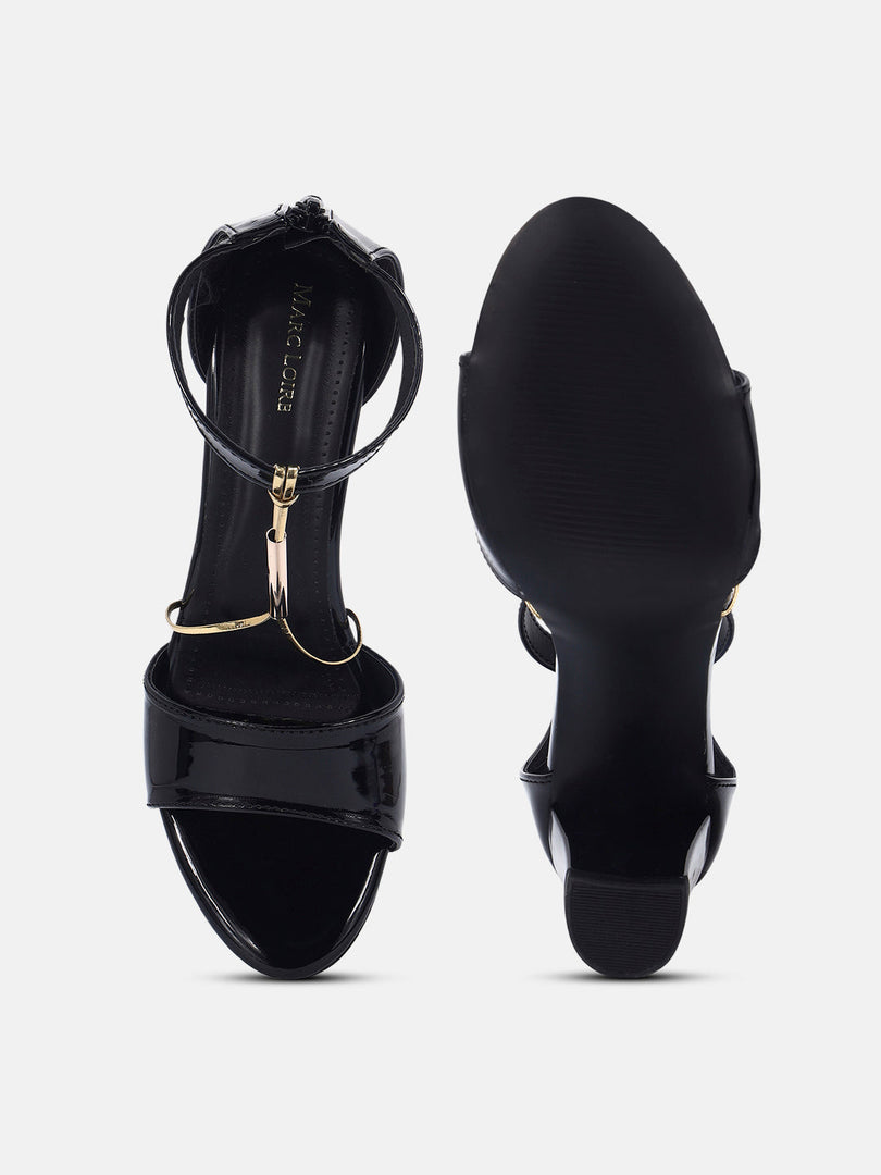 Marc Loire Womens Black Casual Block Gladiators Heels