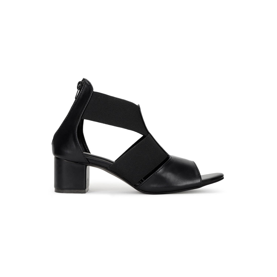 Marc Loire Women Black Block Zipper Heels