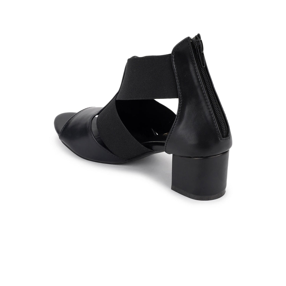 Marc Loire Women Black Block Zipper Heels
