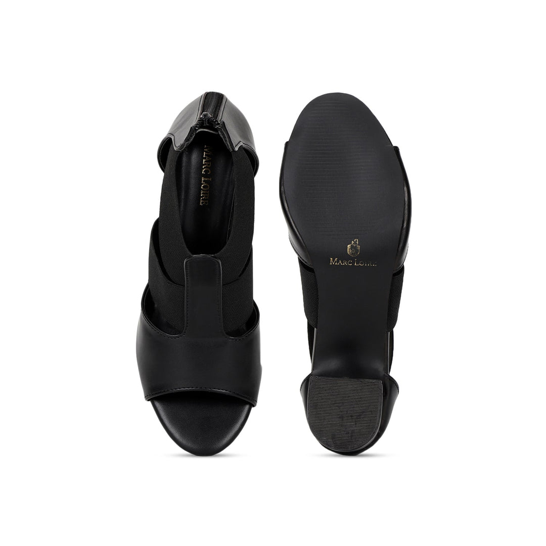 Marc Loire Women Black Block Zipper Heels