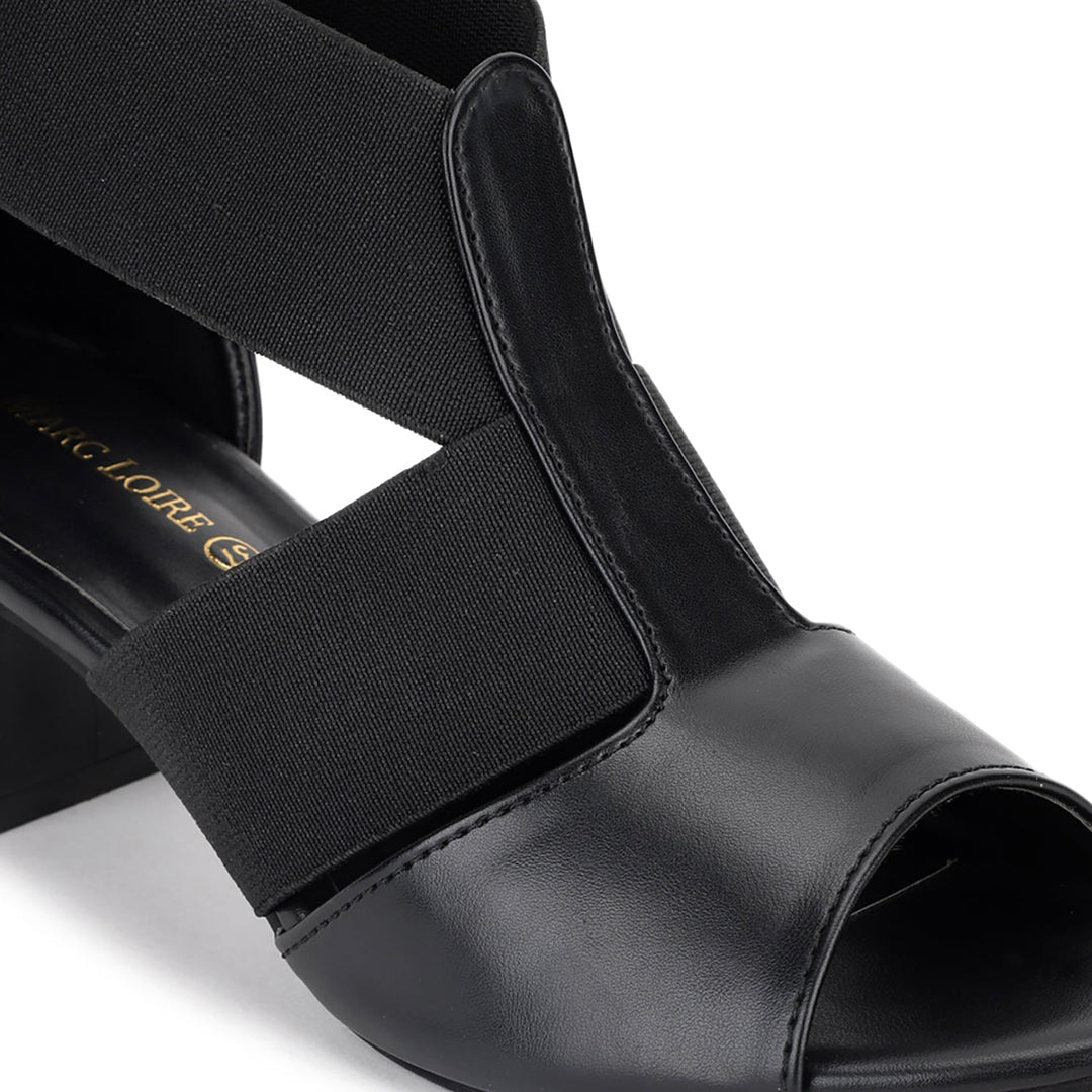 Marc Loire Women Black Block Zipper Heels