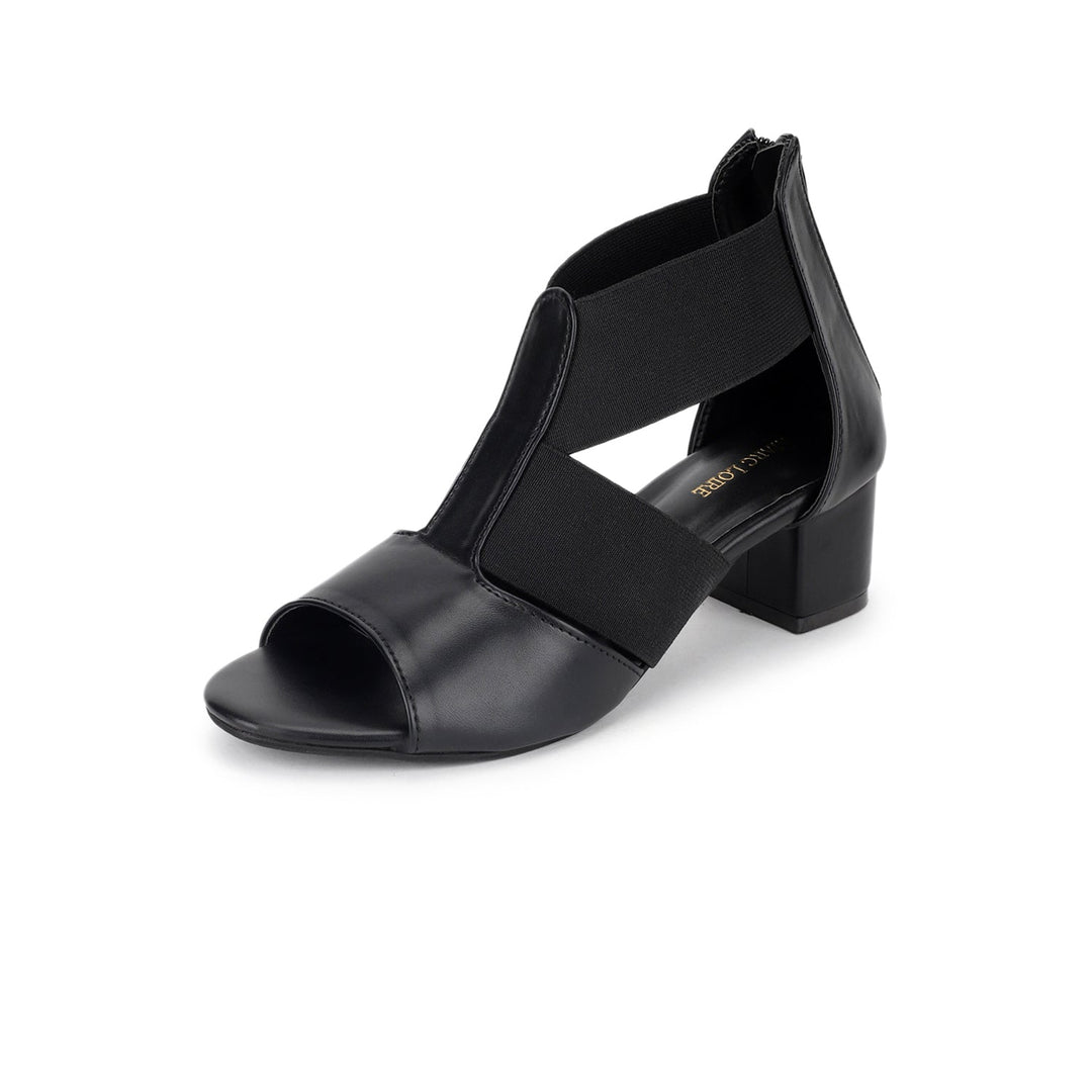 Marc Loire Women Black Block Zipper Heels