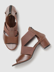 Marc Loire Women Brown Block Zipper Heels