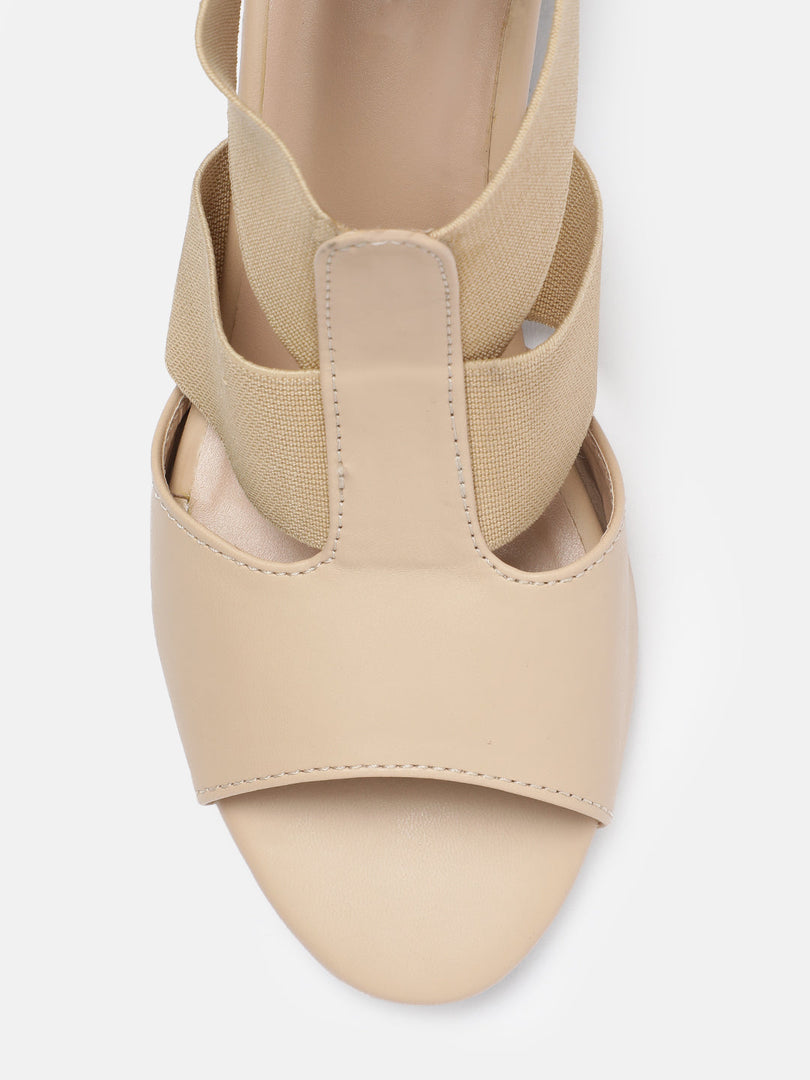 Marc Loire Women Cream Block Zipper Heels