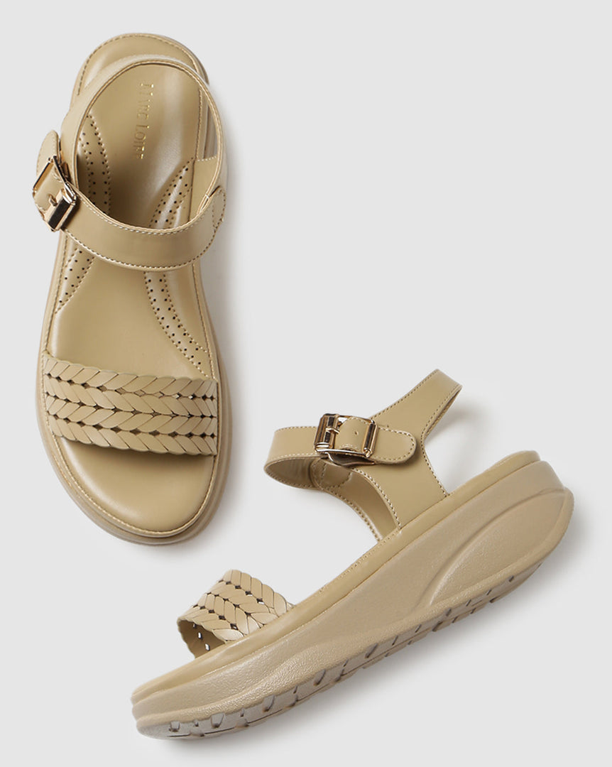 Marc Loire Women Comfortable Beige Solid Platform Heels