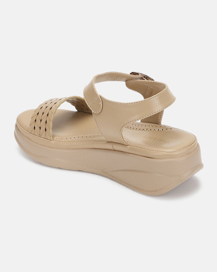 Marc Loire Women Comfortable Beige Solid Platform Heels