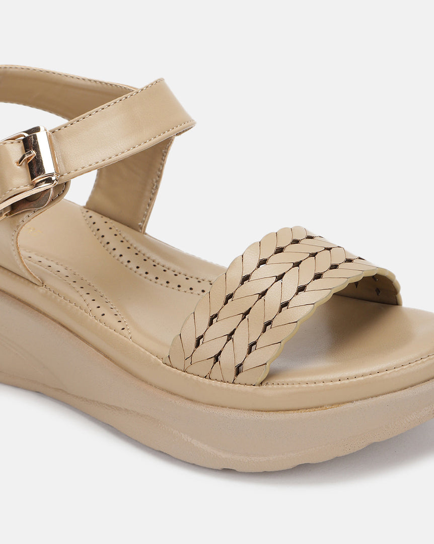 Marc Loire Women Comfortable Beige Solid Platform Heels