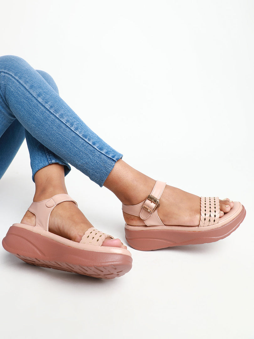 Marc Loire Women Soft Comfortable Nude Solid Platform Heels