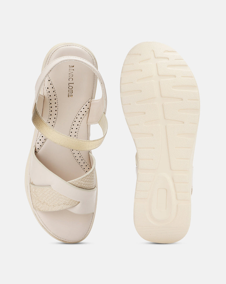 Marc Loire Women Soft Comfortable Cream Solid Platform Heels