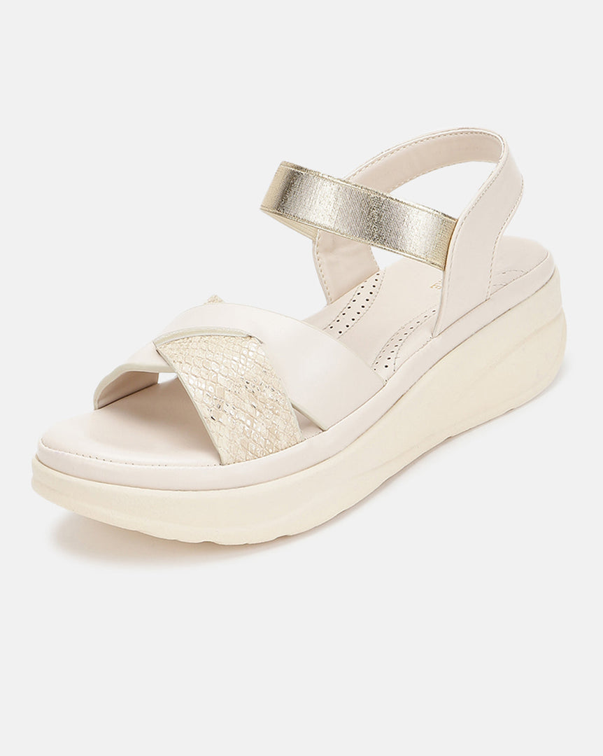 Marc Loire Women Soft Comfortable Cream Solid Platform Heels