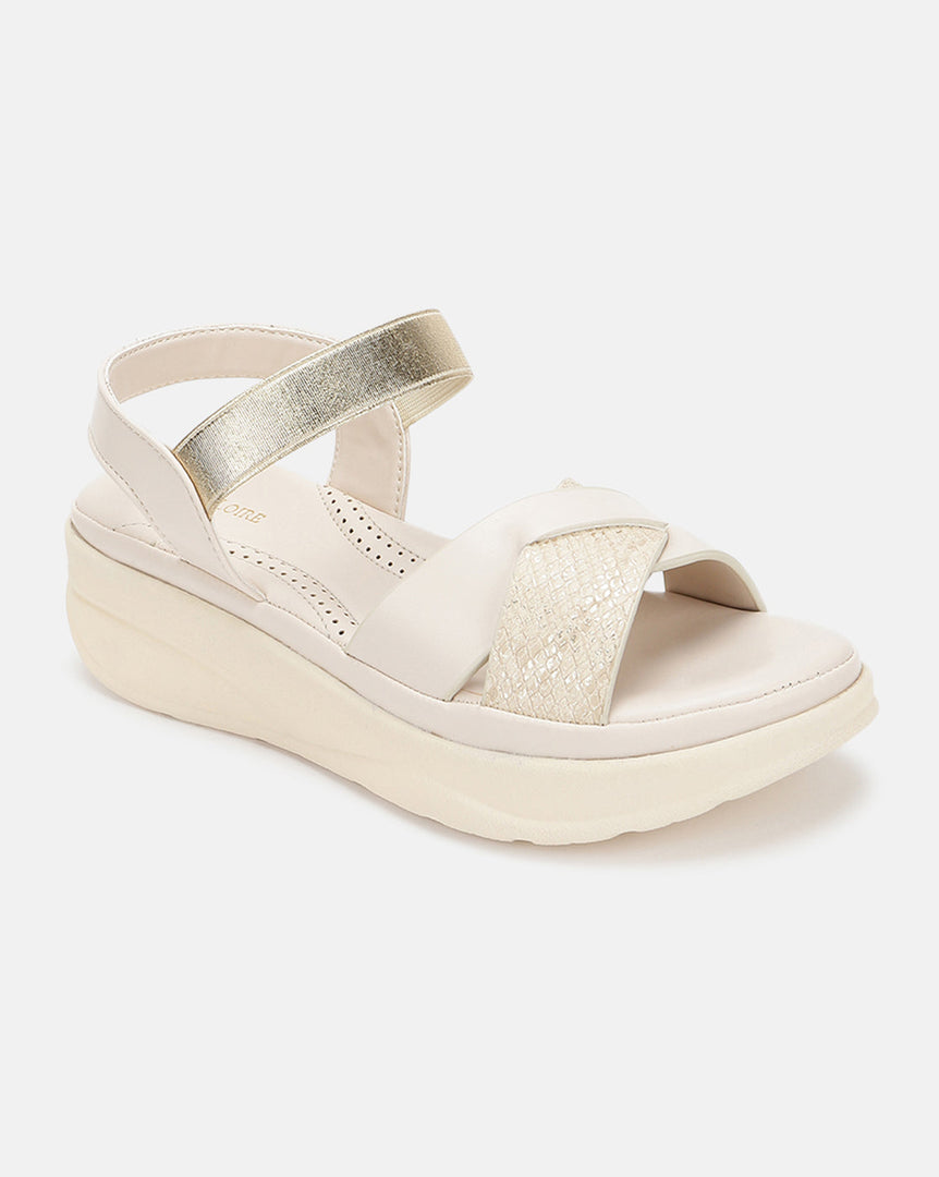 Marc Loire Women Soft Comfortable Cream Solid Platform Heels