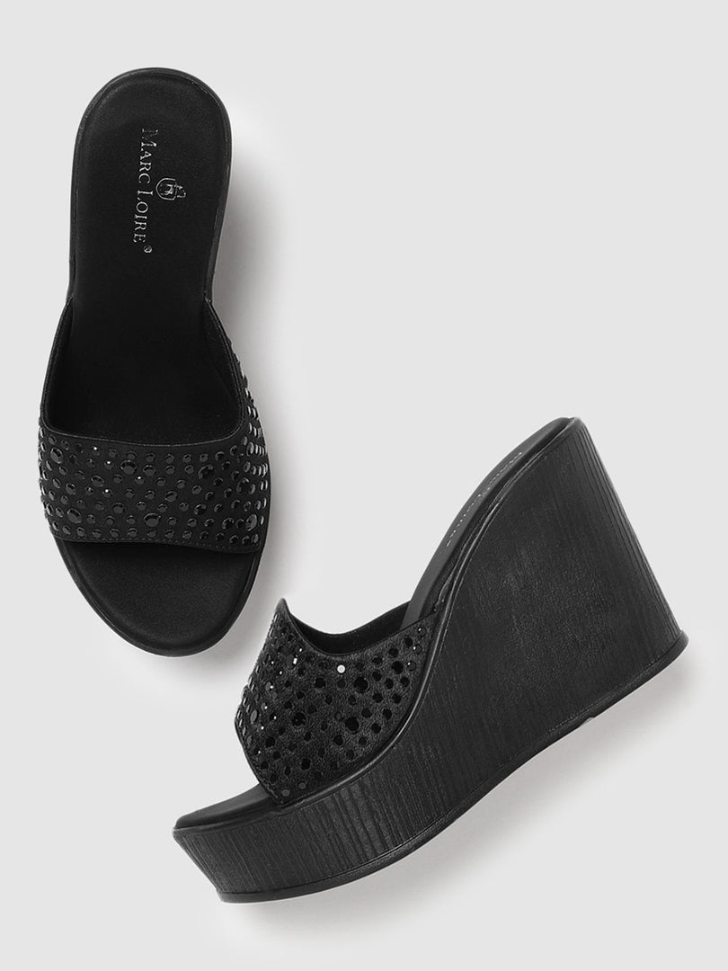 Marc Loire Women's Embellished Slip-On Wedge Heels Fashion Sandal