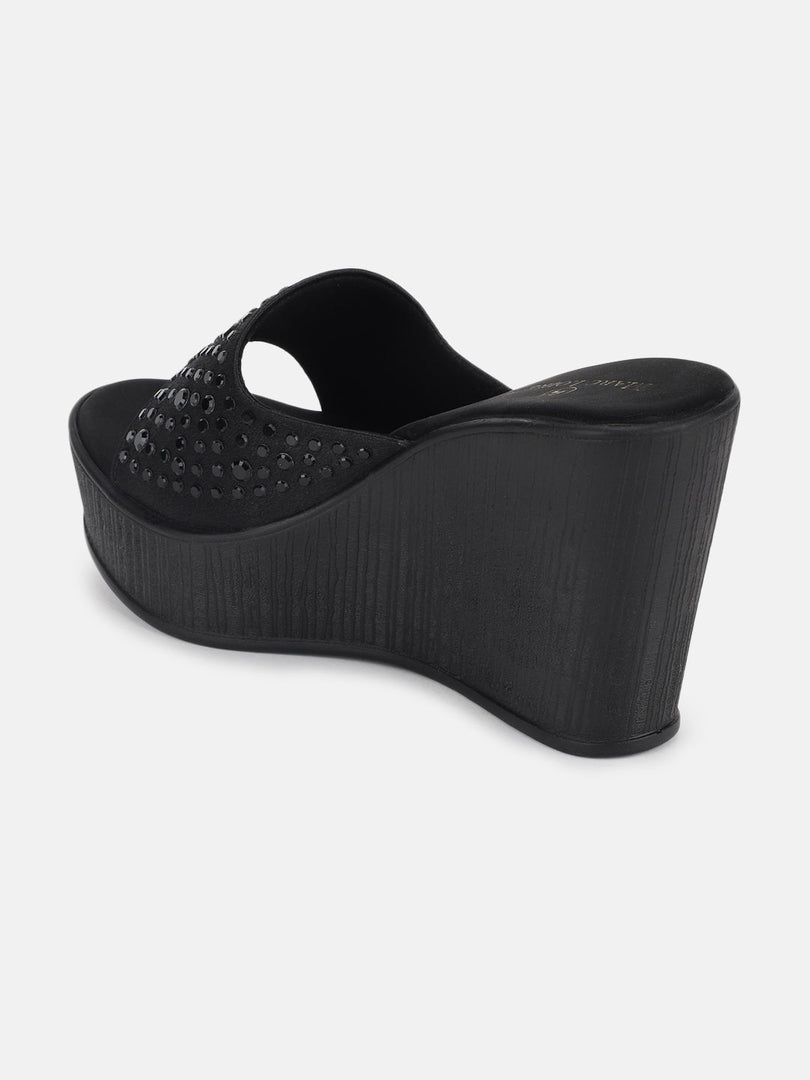 Marc Loire Women's Embellished Slip-On Wedge Heels Fashion Sandal