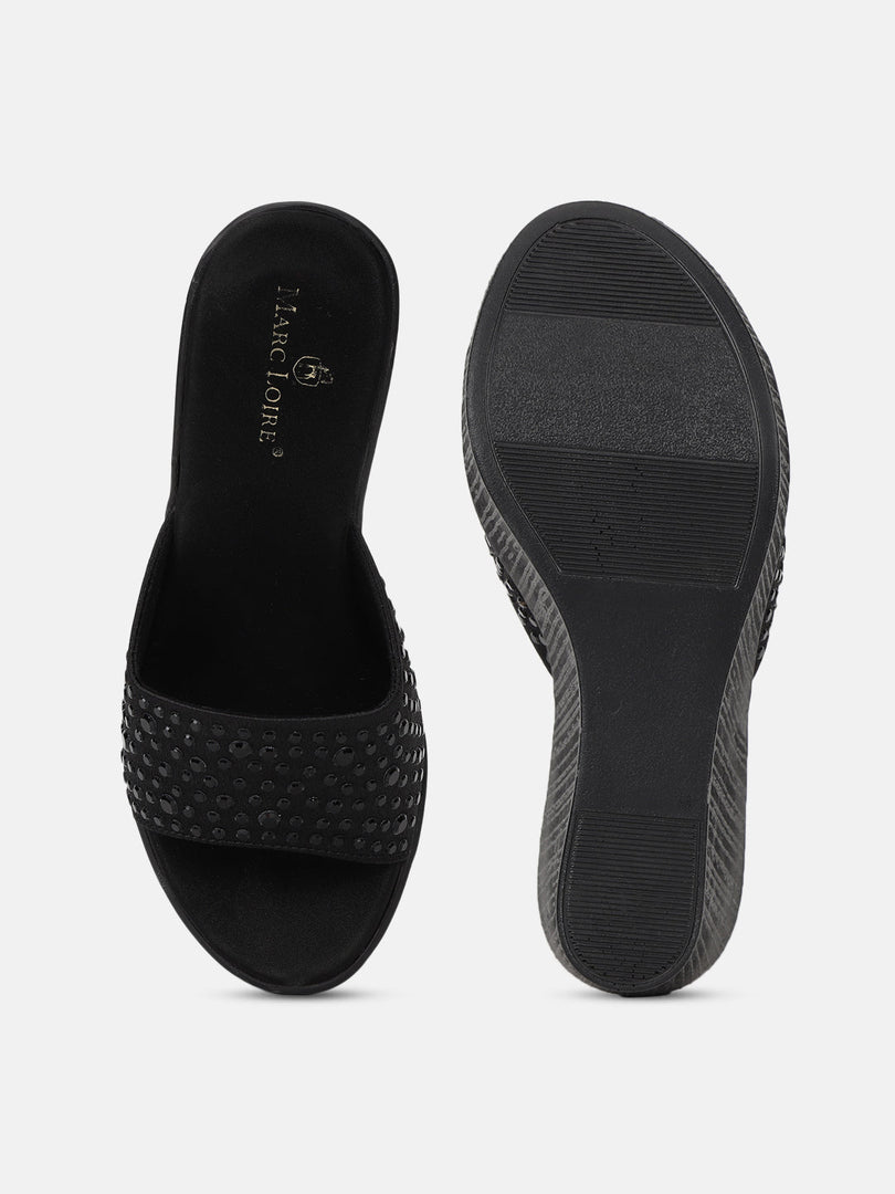 Marc Loire Women's Embellished Slip-On Wedge Heels Fashion Sandal