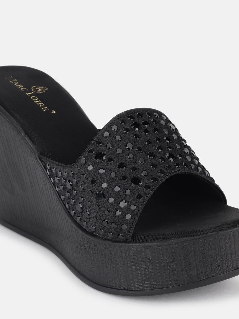 Marc Loire Women's Embellished Slip-On Wedge Heels Fashion Sandal