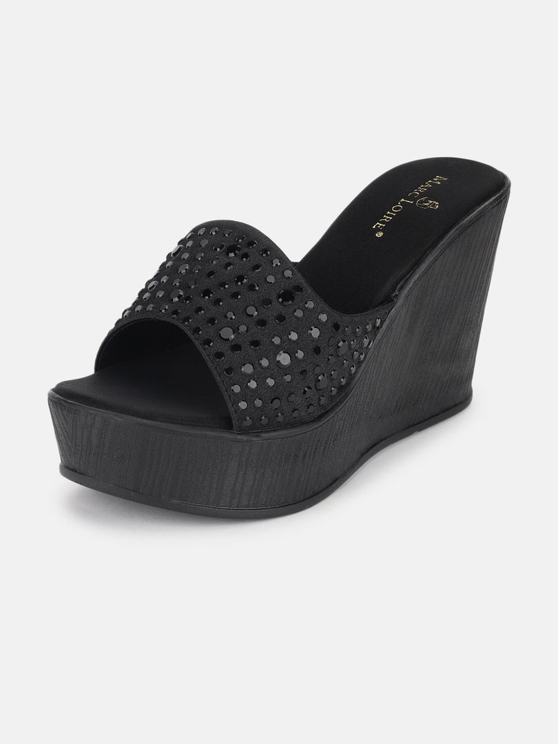Marc Loire Women's Embellished Slip-On Wedge Heels Fashion Sandal
