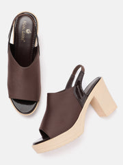 Marc Loire Women Brown Solid Peep Toes Heels