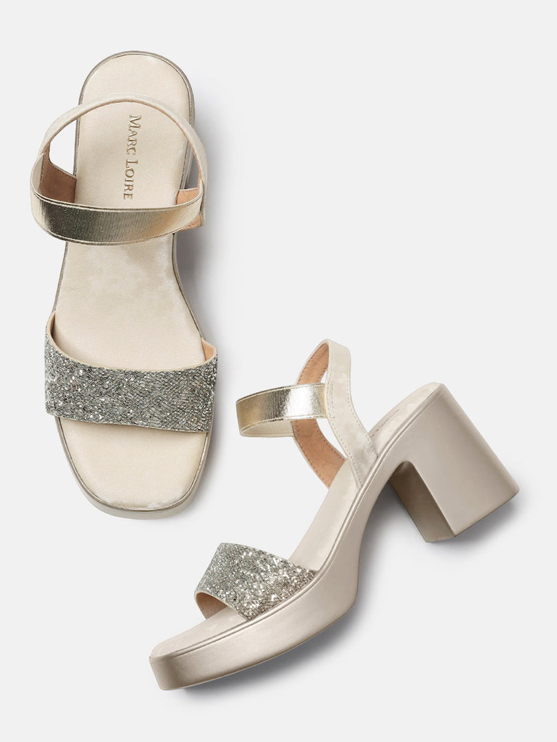 Marc Loire Womens Gold Block Party Heels