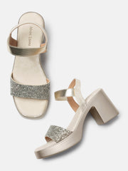 Marc Loire Womens Gold Block Party Heels