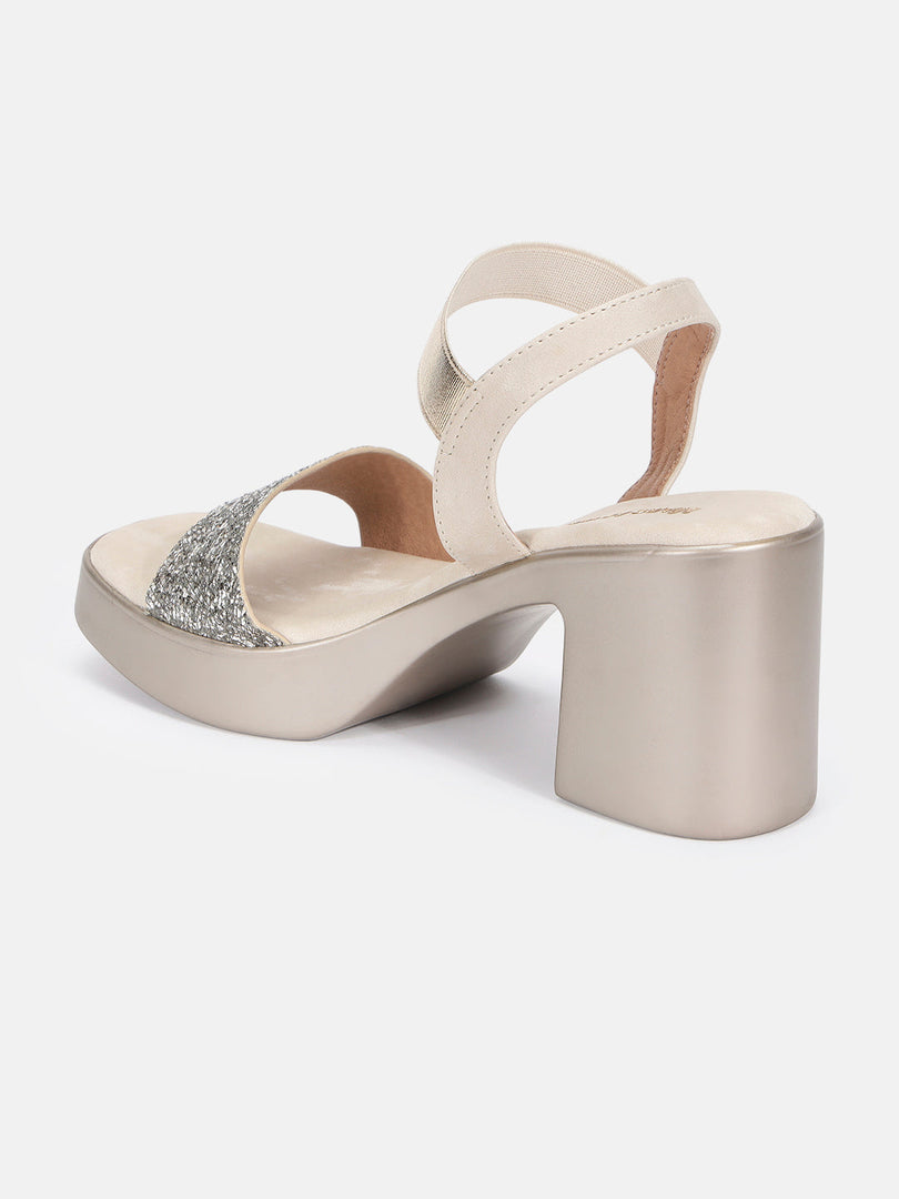 Marc Loire Womens Gold Block Party Heels