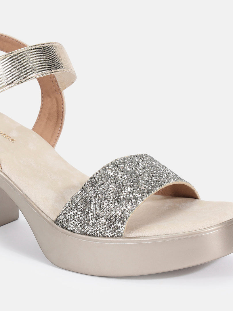 Marc Loire Womens Gold Block Party Heels