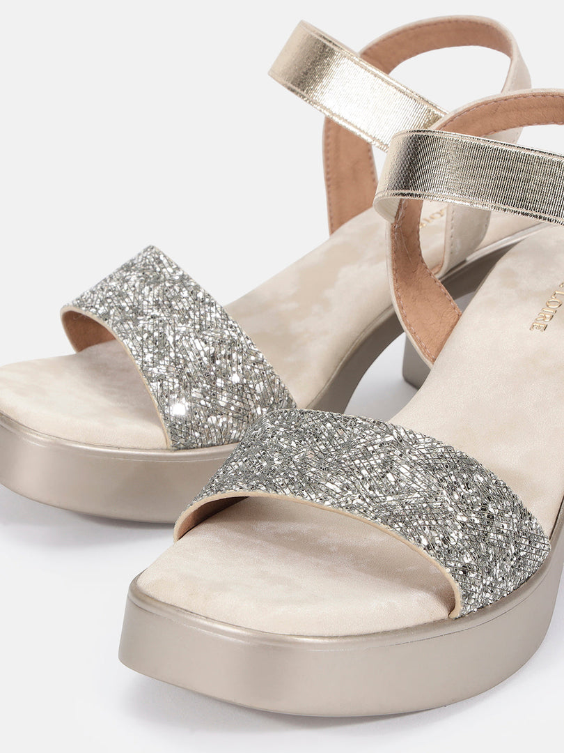 Marc Loire Womens Gold Block Party Heels