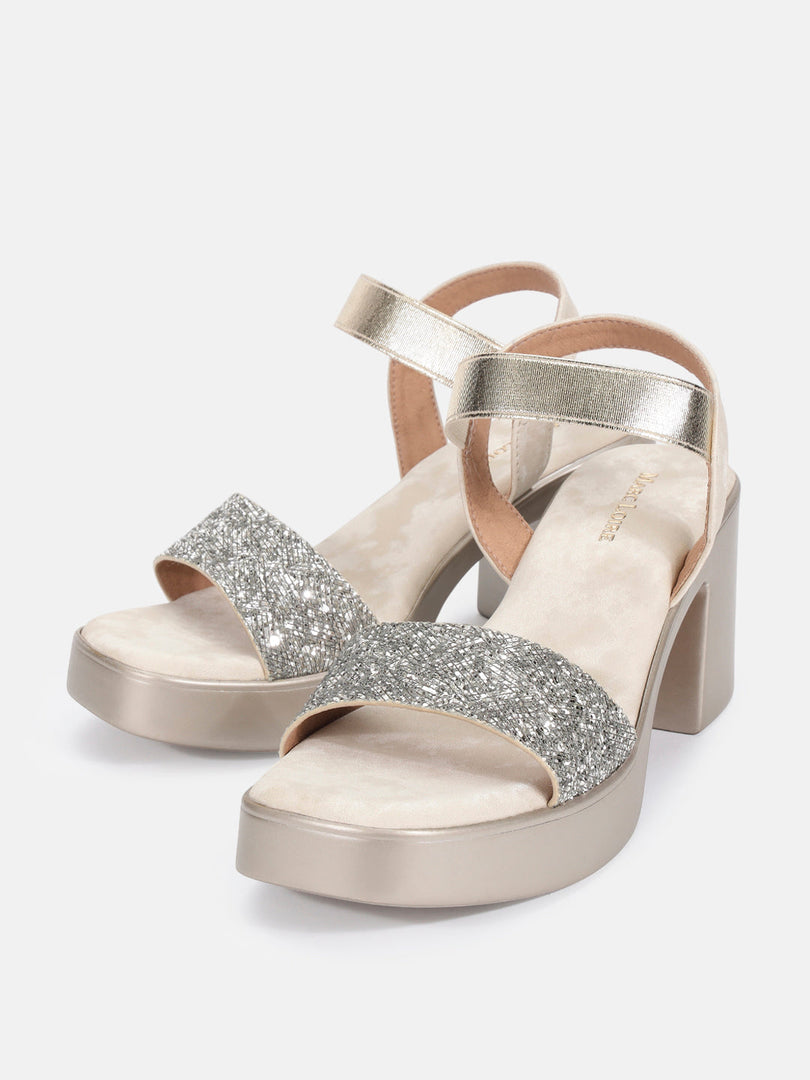 Marc Loire Womens Gold Block Party Heels