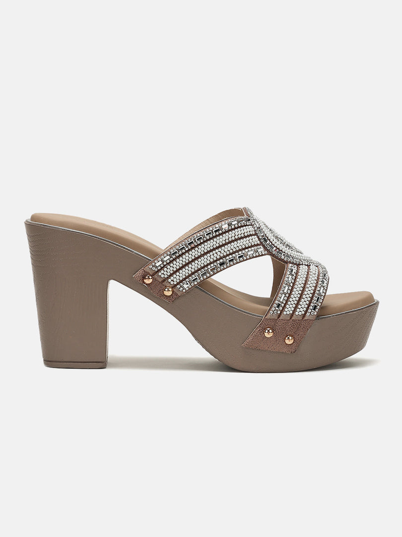 Marc Loire Womes Khakhi Block Heels