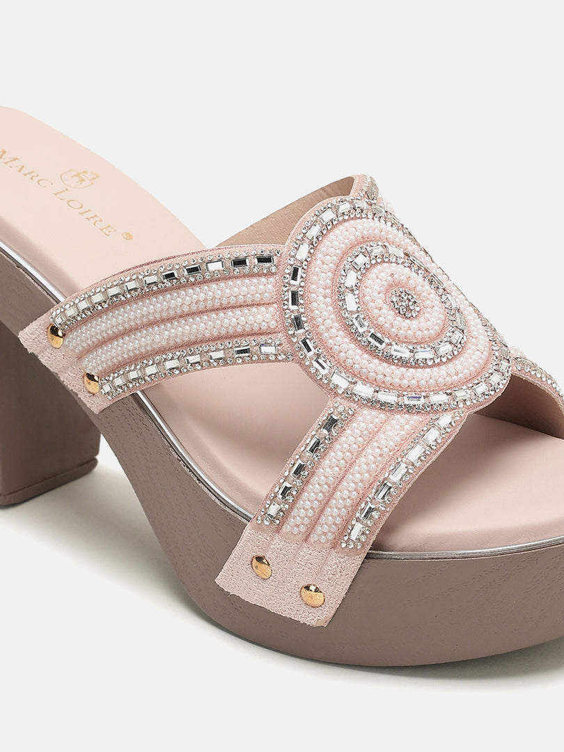 Marc Loire Womes Nude Block Heels