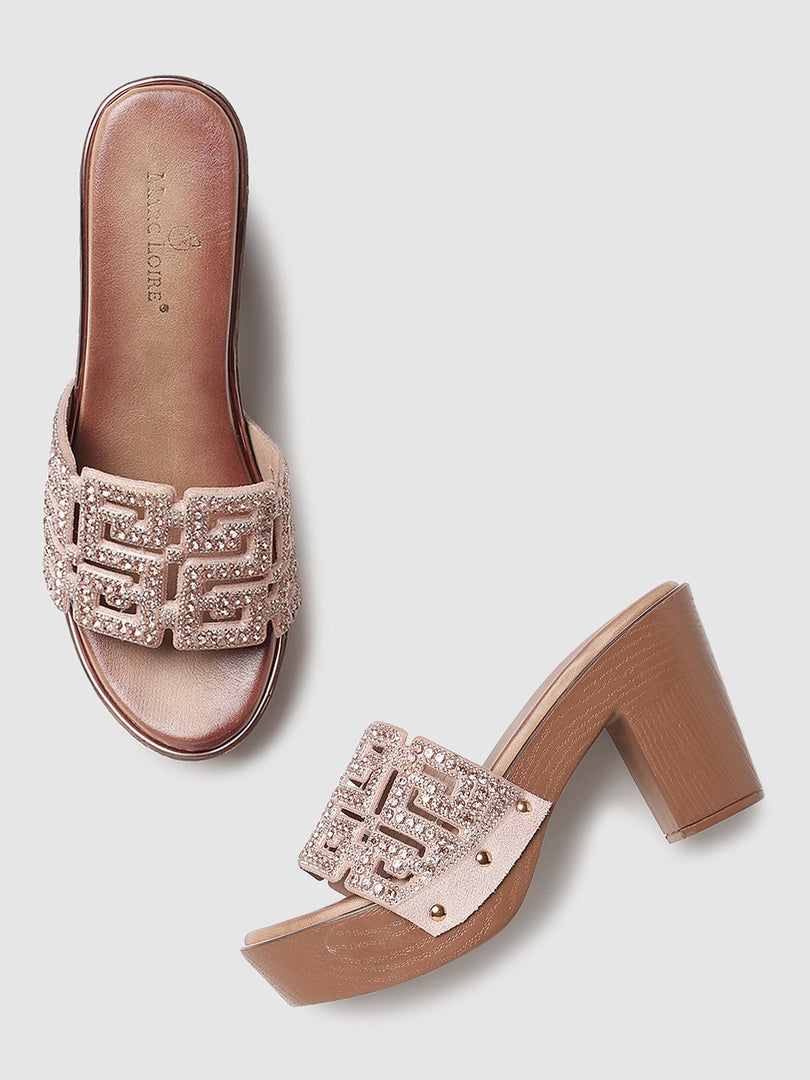 Marc Loire Womes Rose Gold Block Heels