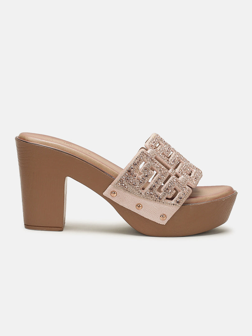 Marc Loire Womes Rose Gold Block Heels