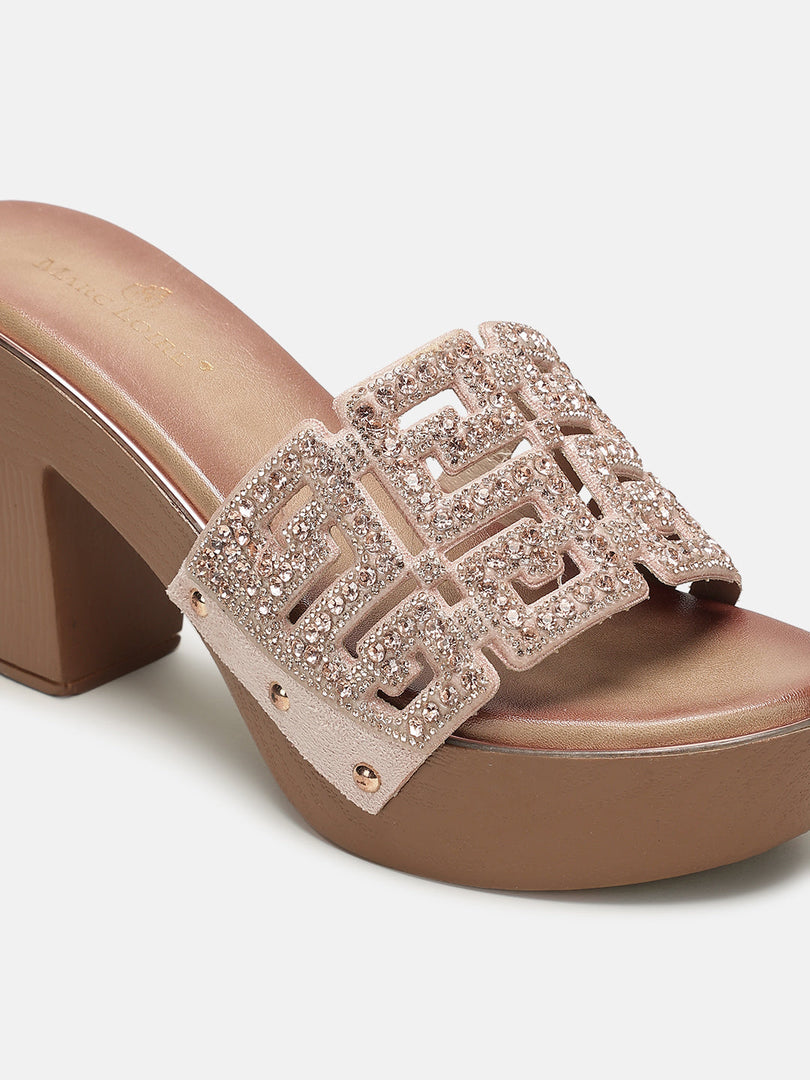 Marc Loire Womes Rose Gold Block Heels
