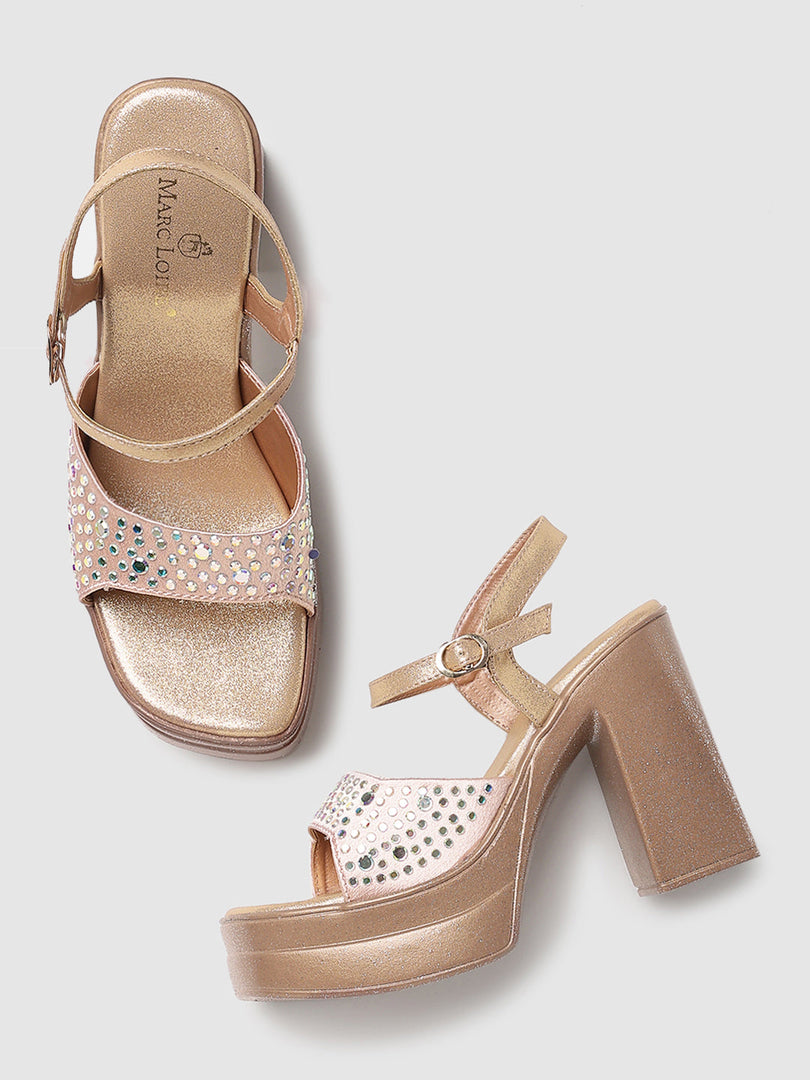 Marc Loire Womes Rose Gold Block Heels