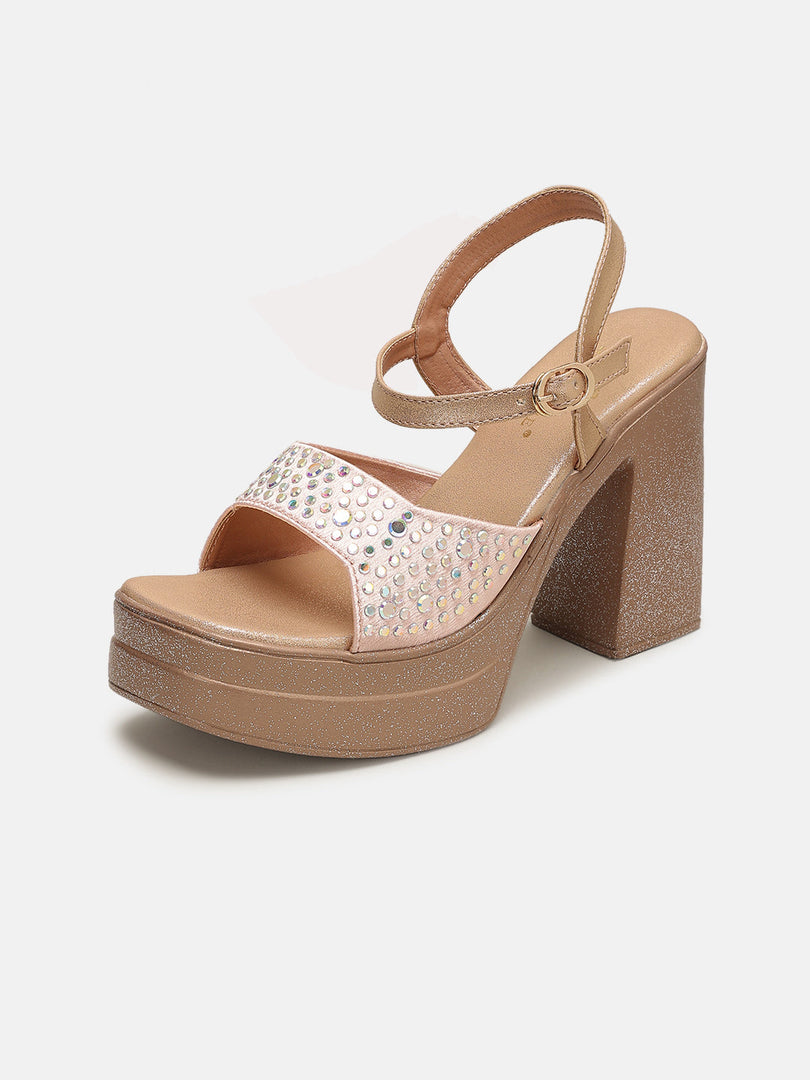 Marc Loire Womes Rose Gold Block Heels