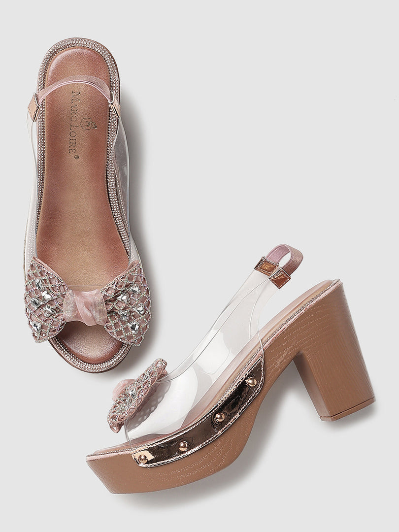 Marc Loire Womes Rose Gold Block Heels